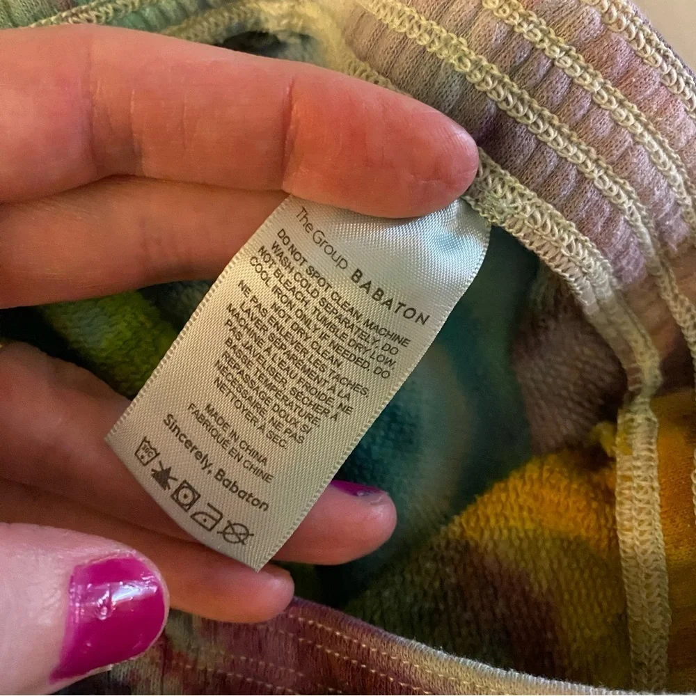 Aritzia Babaton Tie Dye Sweat Pants Womens Size XS High Rise Organic Cotton Blue - Picture 6 of 10